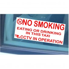  2 x Taxi Minicab External Stickers-No Smoking,Eating,Drinking,CCTV In Operation Warning Hackney Mini Cab Sign 